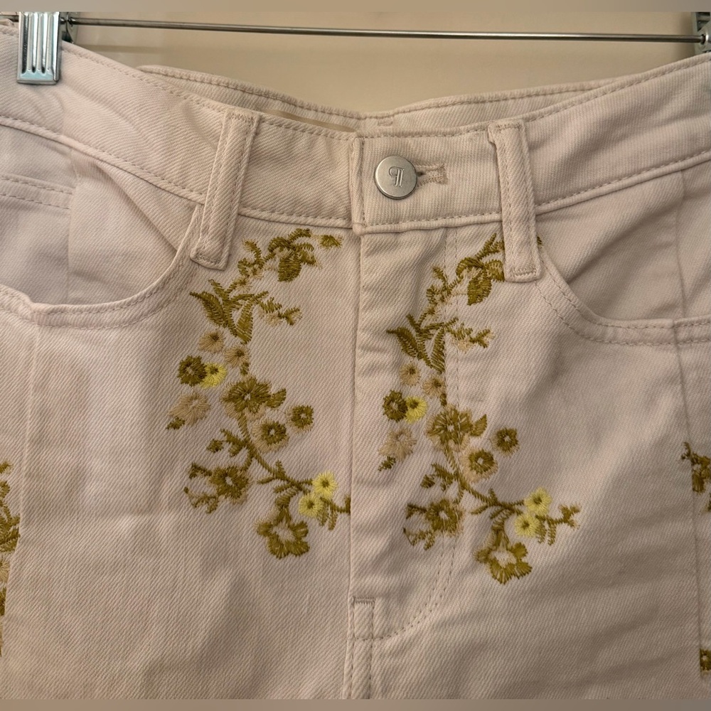 Pilcro Heritage Curve Mid-Rise Tapered Barrel Jeans, White Embroidered, 25 - Picture 9 of 15